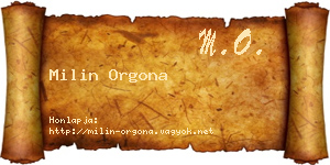 Milin Orgona névjegykártya